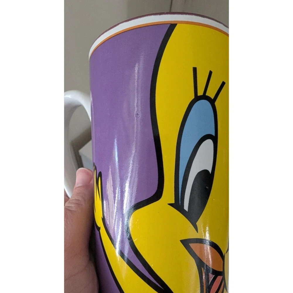 2000 Looney Tunes Tweety Bird Face Tall Gibson Coffee Mug Warner Bros Cup